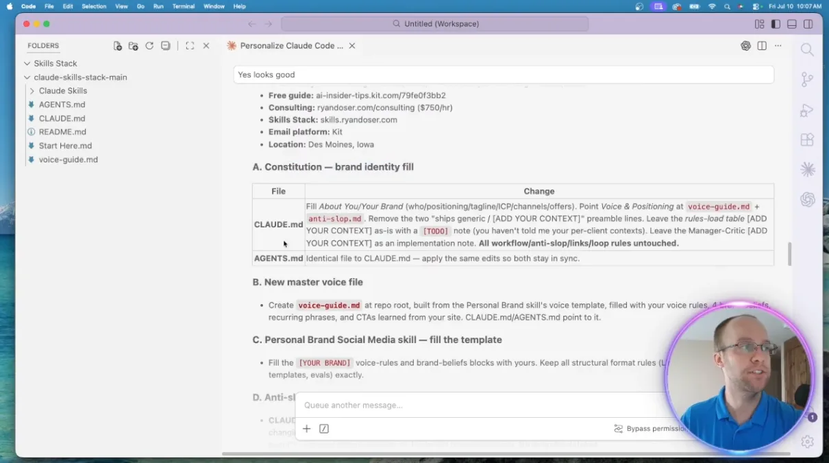 Setup video walkthrough for the Claude Skills Stack